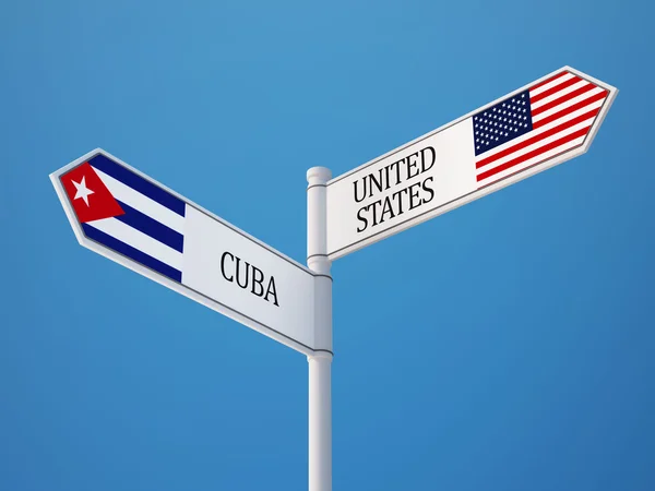 Spojené státy Kuba znamení příznaky koncept — Stock fotografie