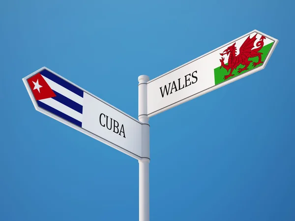 Wales Kuba tecken flaggor koncept — Stockfoto