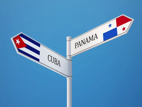 Panama Cuba signe drapeaux concept — Photo