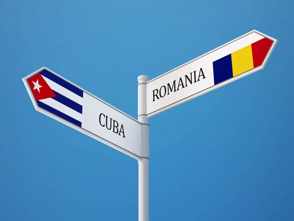 Romania Cuba  Sign Flags Concept — Stock Photo, Image