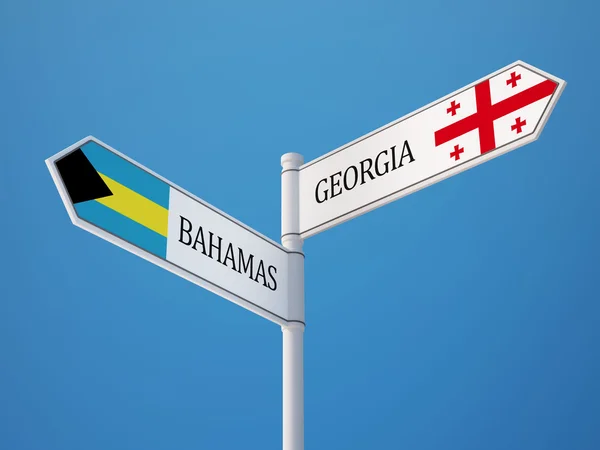 Georgia  Bahamas Sign Flags Concept — Stock Photo, Image