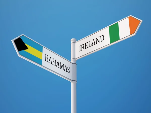 Irlanda Bahamas Signo Bandeiras Conceito — Fotografia de Stock