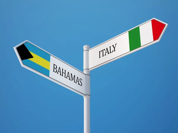 Italie Bahamas Signer Drapeaux Concept — Photo