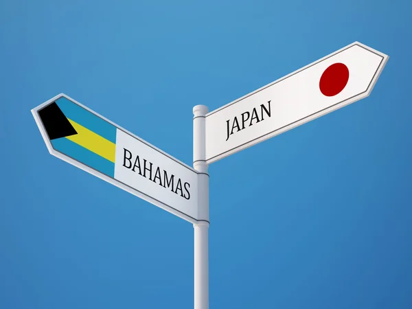 Japan Bahamas Sign Flags Concept — Stock Photo, Image