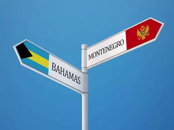 Montenegro Bahamas tecken flaggor koncept — Stockfoto