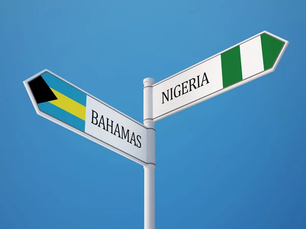 Nigeria Bahamas Signer Drapeaux Concept — Photo