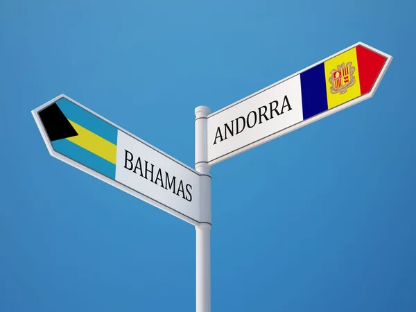 Andorra Bahamas tecken flaggor koncept — Stockfoto