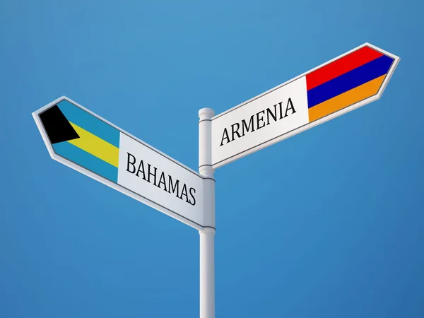 Armenien Bahamas tecken flaggor koncept — Stockfoto