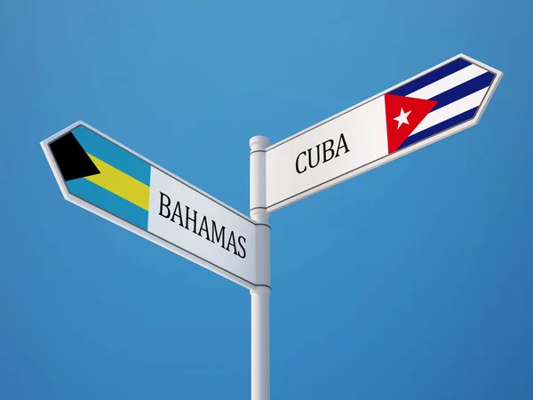 Kuba Bahamas unterzeichnen Flaggen Konzept — Stockfoto