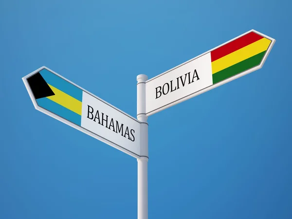 Bolivia Bahamas Sign Flags Concept — Stock Photo, Image