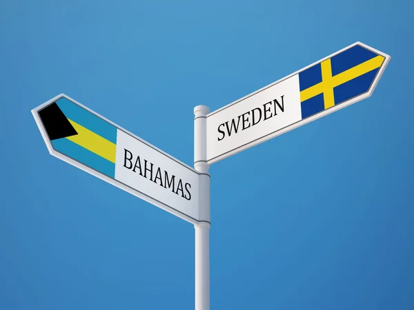Zweden Bahama's teken vlaggen Concept — Stockfoto