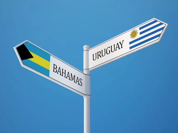 Uruguay Bahama's teken vlaggen Concept — Stockfoto