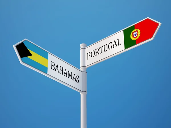 Portugal Bahamas Sign Flags Concept — Stock Photo, Image