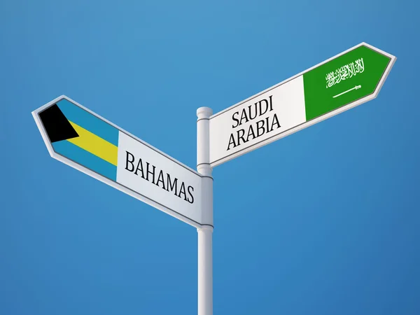 Saoedi-Arabië Bahama's teken vlaggen Concept — Stockfoto