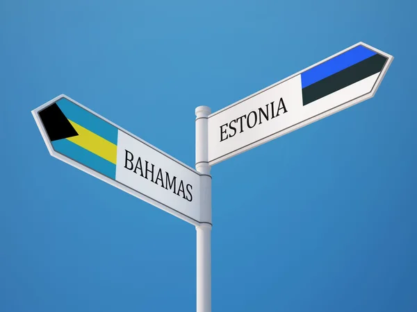 Estonia Bahamas Sign Flags Concept — Stock Photo, Image