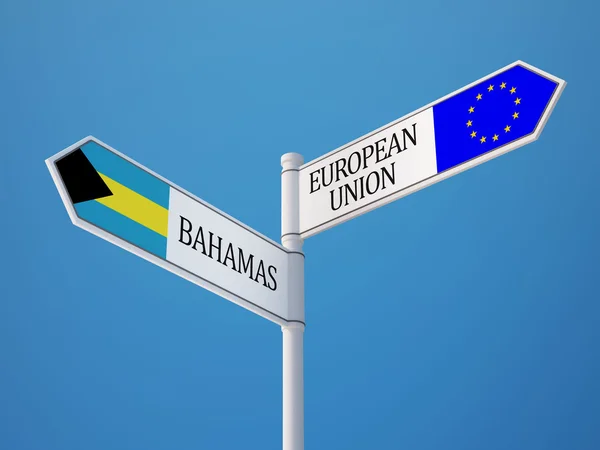 Unión Europea Bahamas Sign Flags Concept — Foto de Stock