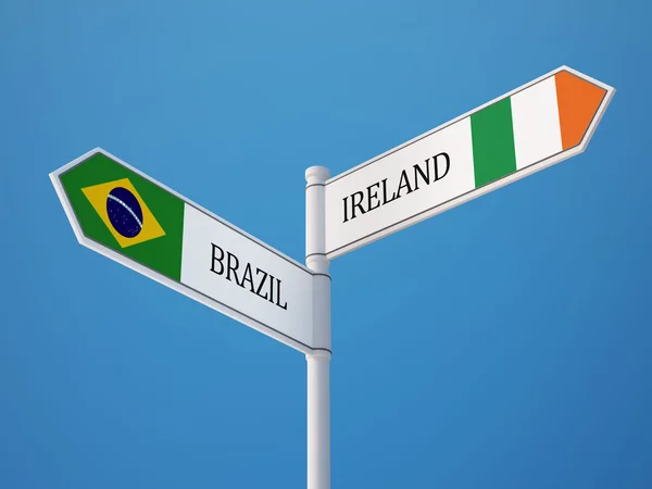 Brasil Ireland Sign Flags Conceito — Fotografia de Stock
