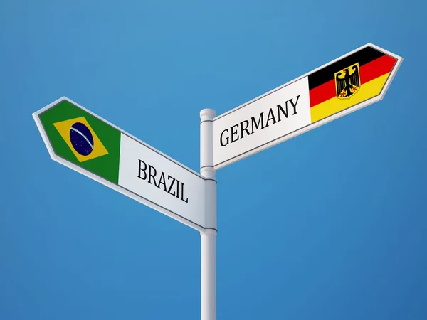 Brezilya Almanya işaret bayrakları kavramı — Stok fotoğraf