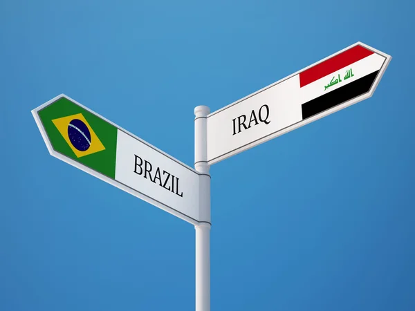 Brésil Irak Signer Drapeaux Concept — Photo