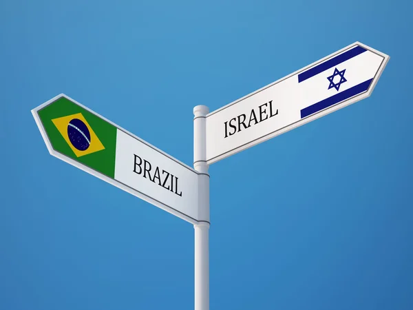 Brazil Israel  Sign Flags Concept — Stock Photo, Image