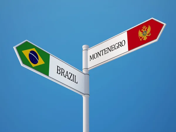 Brezilya Karadağ işaret bayrakları kavramı — Stok fotoğraf