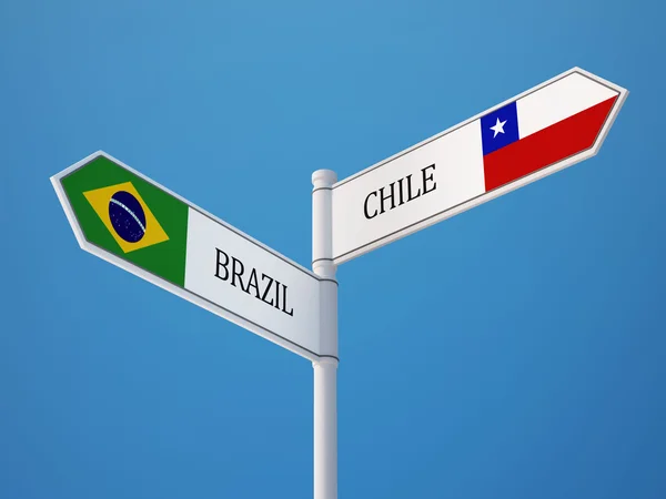 Brasil Chile Firma Concepto de Banderas —  Fotos de Stock