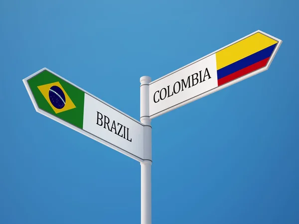 Brasil Colombia Firma Concepto de Banderas —  Fotos de Stock