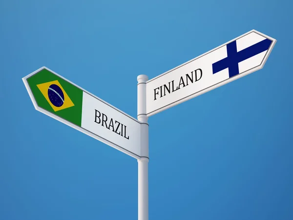 Brésil Finlande Signer Drapeaux Concept — Photo