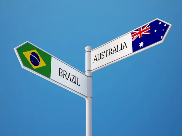 Brazilië Australië teken vlaggen Concept — Stockfoto
