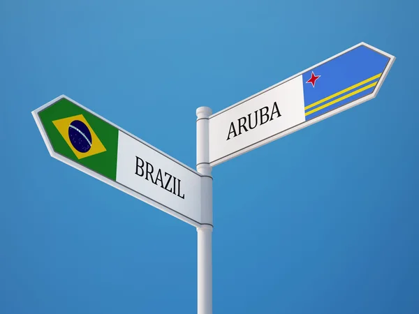 Brazylia Aruba znak flagi koncepcja — Zdjęcie stockowe