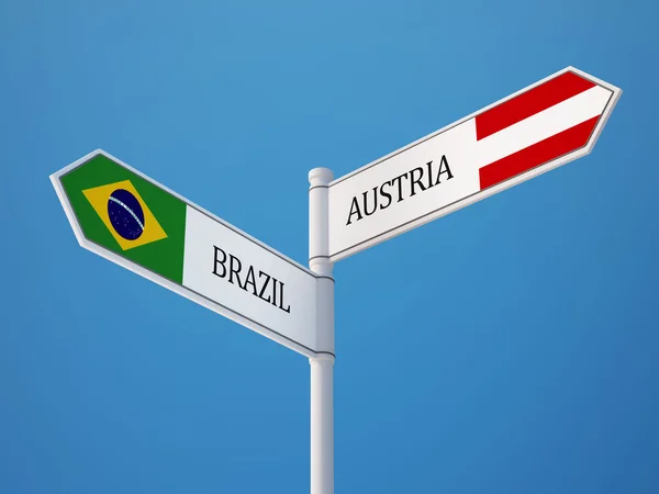 Brazil Austria  Sign Flags Concept — Stock Photo, Image