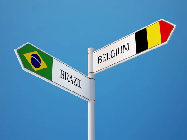 Belgique Brésil Signalisation Drapeaux Concept — Photo