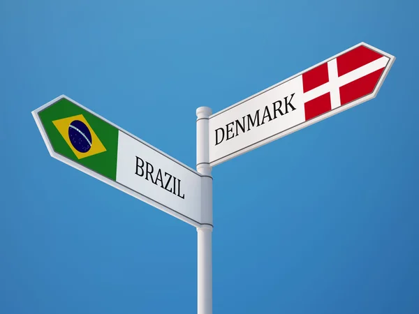 Denmark Brazil  Sign Flags Concept — Stock Photo, Image