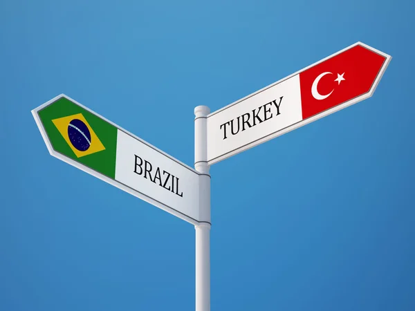 Turkiet Brasilien tecken flaggor koncept — Stockfoto