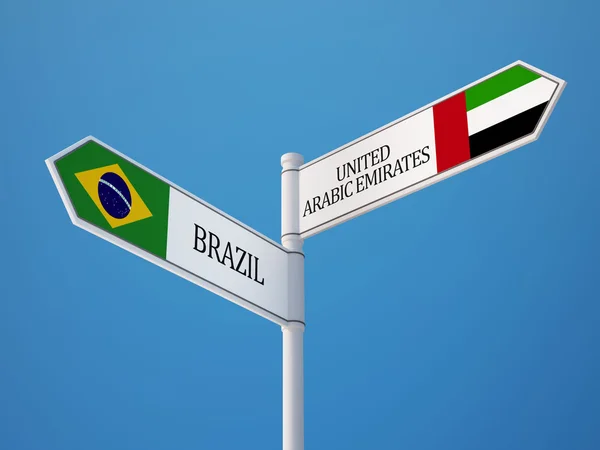 Emiratos Árabes Unidos Brasil Sign Flags Concept —  Fotos de Stock