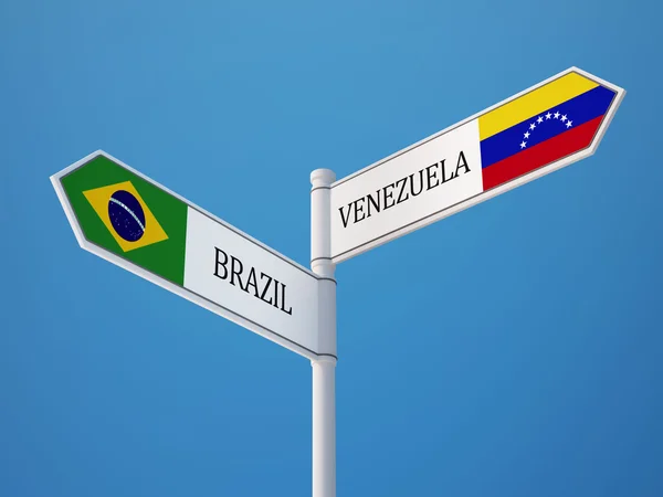 Venezuela Brazil  Sign Flags Concept — Stock Photo, Image