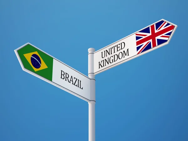 Regno Unito Brasile Sign Flags Concept — Foto Stock