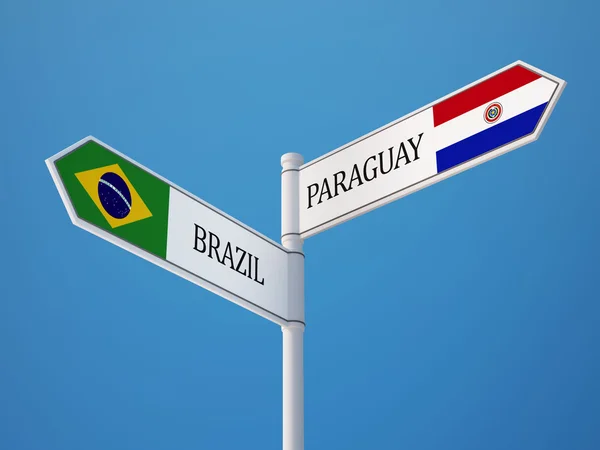 Paraguay Brasil Firma Concepto de Banderas — Foto de Stock