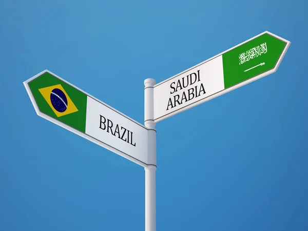 Arabia Saudita Brasil Firma el concepto de banderas —  Fotos de Stock