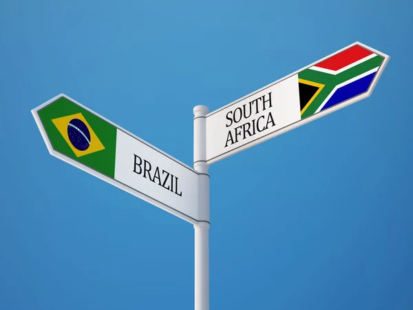 South Africa Brazil  Sign Flags Concept — Stock Photo, Image