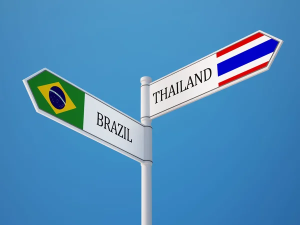 Thailandia Brasile Firma Bandiere Concept — Foto Stock