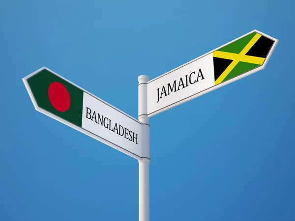 Bangladesch Jamaika Schild Flaggen-Konzept — Stockfoto