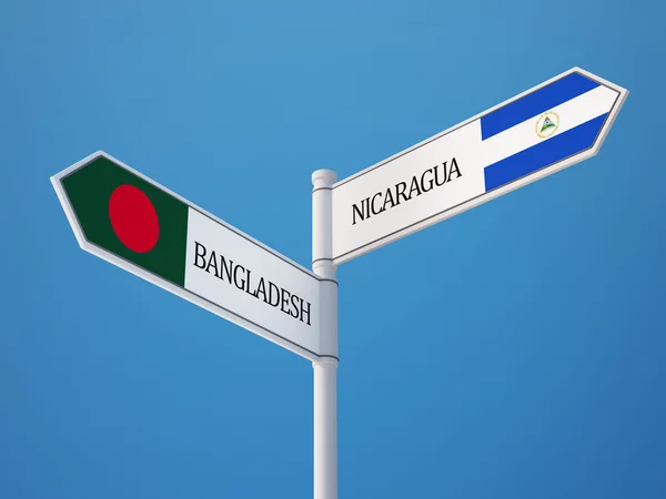 Bangladesh nicaragua sign flags konzept — Stockfoto
