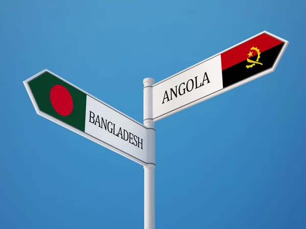 Bangladesh Angola tecken flaggor koncept — Stockfoto