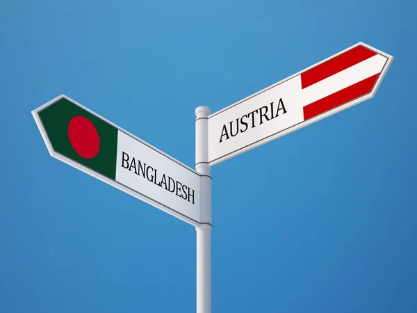 Bangladesh Áustria Signo Bandeiras Conceito — Fotografia de Stock