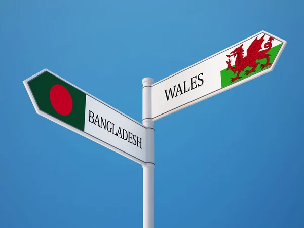 Wales Bangladesh tecken flaggor koncept — Stockfoto