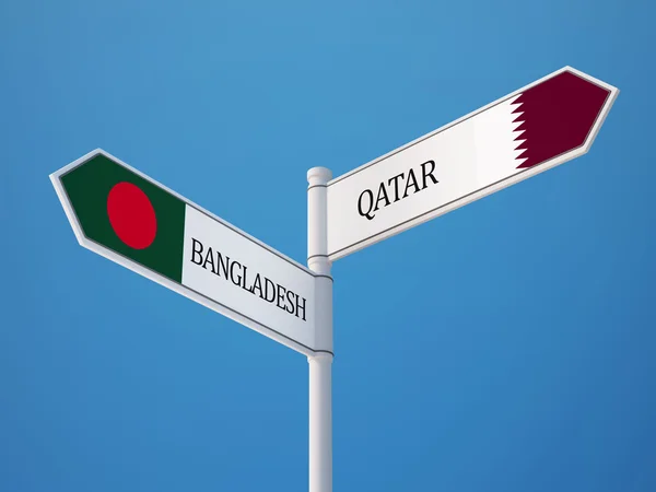 Qatar Bangladesh tecken flaggor koncept — Stockfoto