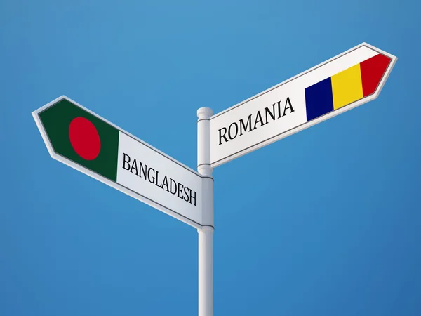 Rumänien bangladesh Zeichen Flaggen Konzept — Stockfoto
