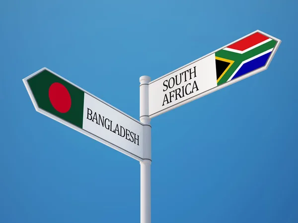 Sydafrika Bangladesh tecken flaggor koncept — Stockfoto