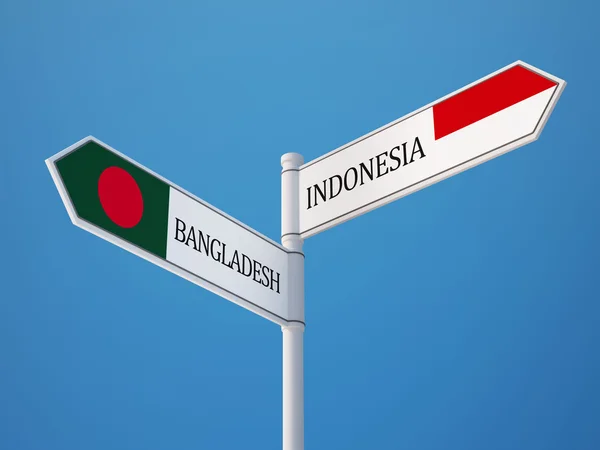 Indonezja Bangladeszu znak flagi koncepcja — Zdjęcie stockowe